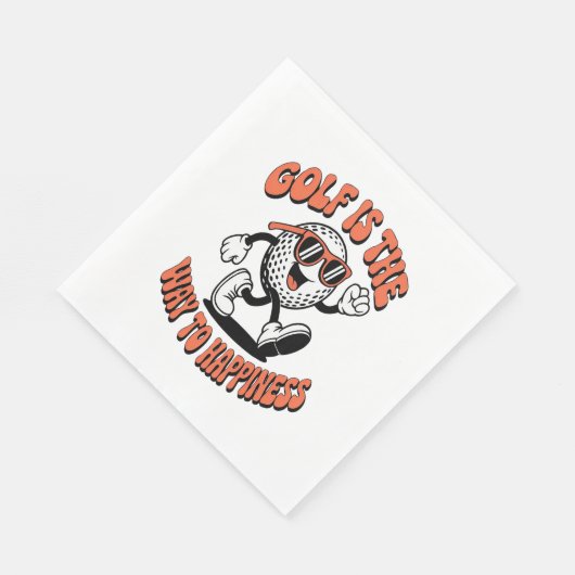 Serviette En Papier Mascotte de balle de golf joyeuse (Coin)