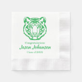 Serviette En Papier Mascotte de Tigre Vert Graduation Lycée Napkin (Devant)