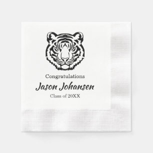 Serviette En Papier Mascotte du Tigre Noir Diplômé