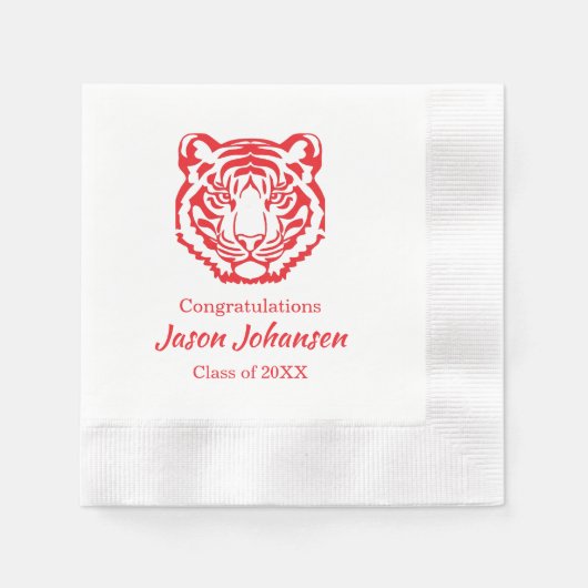 Serviette En Papier Mascotte rouge Tiger Lycée Graduation Napkins (Devant)