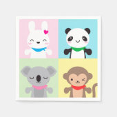 Serviette En Papier Mascottes d'animaux Super Cute Kawaii (Devant)