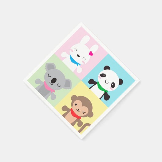 Serviette En Papier Mascottes d'animaux Super Cute Kawaii (Coin)