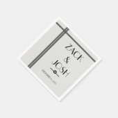 Serviette En Papier Masculine noir et gris MARIAGE PAPIER NAPKIN (Coin)