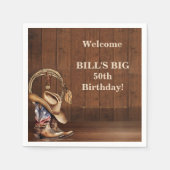 Serviette En Papier Masculine Russe Cowboy Casquettes Bottes Bois West (Devant)