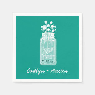 Serviette En Papier Mason Jar avec fleurs et couleur personnalisée A16