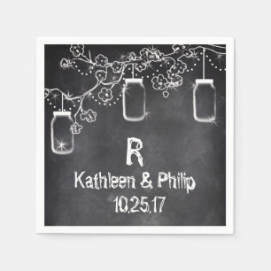 Serviette En Papier Mason Jar Chalkboard Chalkboard Éclairage Mariage