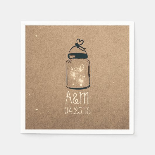 Serviette En Papier Mason Jar et les lucioles rustiques (Devant)