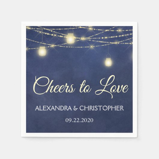 Serviette En Papier Mason Jar et Mariage de lumières de chaînes (Devant)