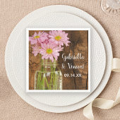Serviette En Papier Mason Jar et Pink Daisy Country Barn Mariage
