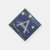 Serviette En Papier Mason Jar et String Lights Monogramme Anniversaire (Coin)