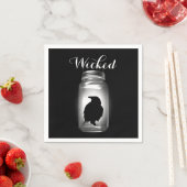 Serviette En Papier Mason Jar Raven Halloween Napkin (En situation)