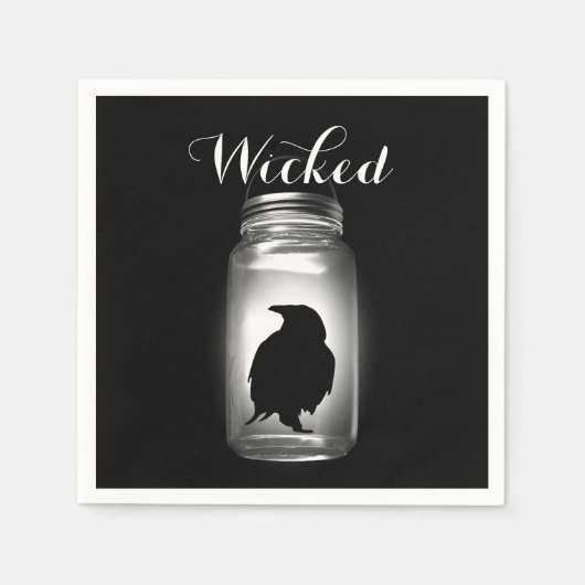 Serviette En Papier Mason Jar Raven Halloween Napkin (Devant)