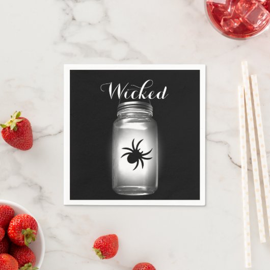 Serviette En Papier Mason Jar Spider Halloween Napkin (En situation)