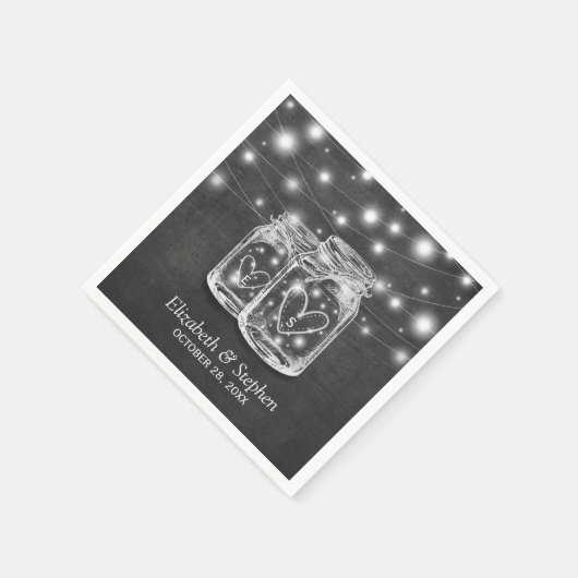 Serviette En Papier Mason Jar String Lights Chalkboard Wedding shower (Coin)