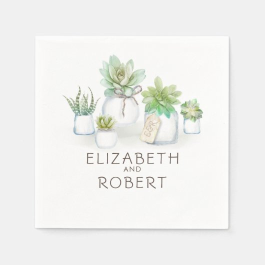 Serviette En Papier Mason Jar Succulents pays rustique (Devant)