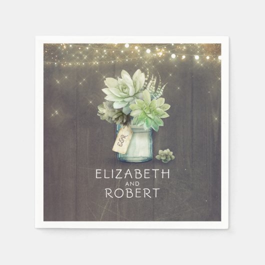 Serviette En Papier Mason Jar Succulents pays rustique (Devant)