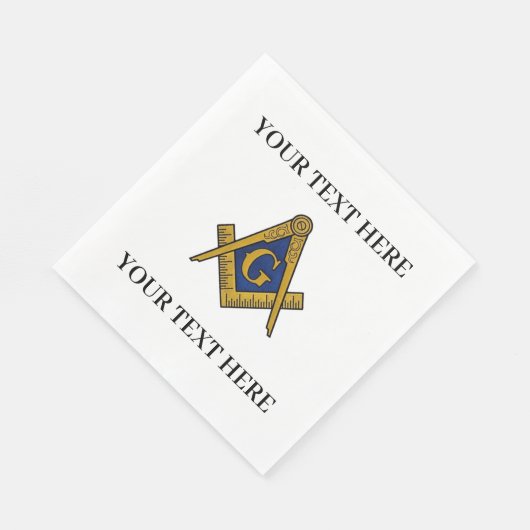 Serviette En Papier Masonic Freemason Square and Compass Blue (Coin)