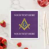 Serviette En Papier Masonic Freemason Square and Compass Purple (En situation)