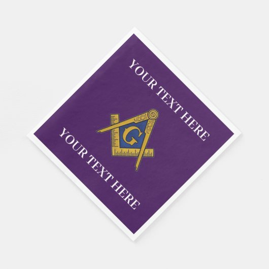 Serviette En Papier Masonic Freemason Square and Compass Purple (Coin)