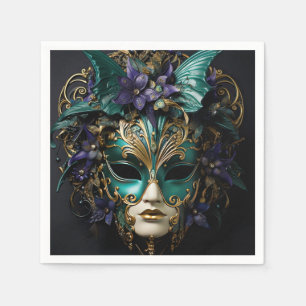 Serviette En Papier Masque d'Aqua Violet Mascarade Masques Mardi Gras