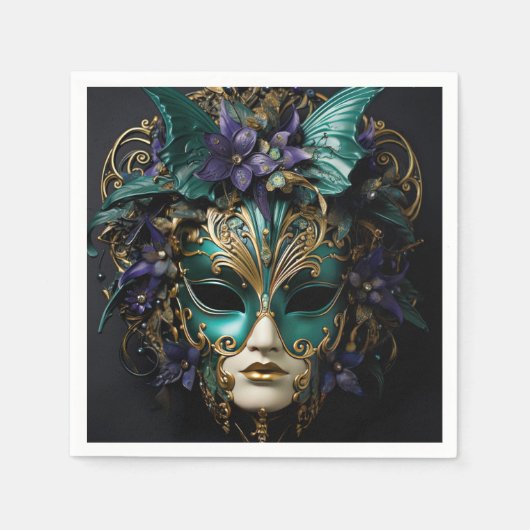 Serviette En Papier Masque d'Aqua Violet Mascarade Masques Mardi Gras  (Devant)