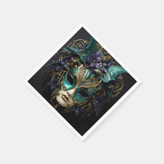Serviette En Papier Masque d'Aqua Violet Mascarade Masques Mardi Gras  (Coin)