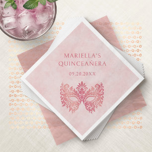 Serviette En Papier Masque de bal masqué élégant Quinceanera