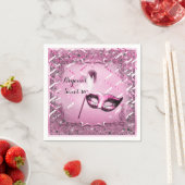 Serviette En Papier Masque de bal masqué rose élégant (En situation)