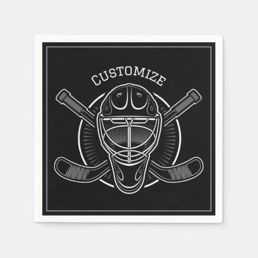 Serviette En Papier Masque de gardien noir et blanc (Devant)
