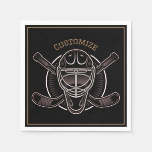 Serviette En Papier Masque de gardien noir et or