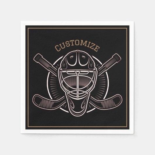 Serviette En Papier Masque de gardien noir et or (Devant)