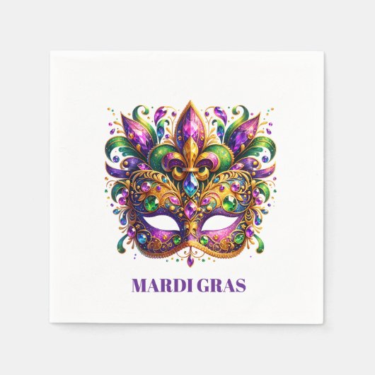 Serviette En Papier Masque de Mardi Gras  (Devant)