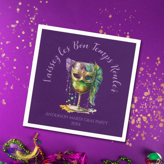 Serviette En Papier Masque de Mardi Gras Violet