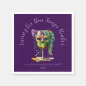 Serviette En Papier Masque de Mardi Gras Violet (Devant)