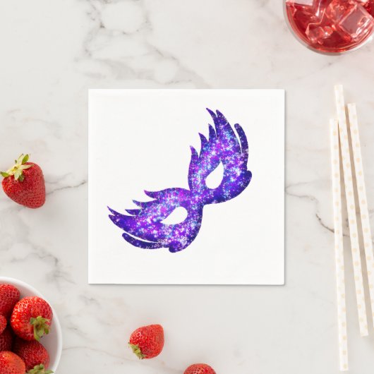 Serviette En Papier Masque de Parties scintillant violet Mardi Gras (En situation)