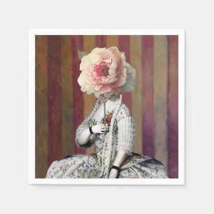 Serviette En Papier Masque de pivoine rose Intrigue Florale