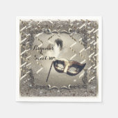 Serviette En Papier Masque d'or blanc Mascarade Masque Élégant bal (Devant)