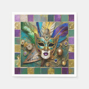 Serviette En Papier Masque en céramique à troisième œil de Mardi Gras