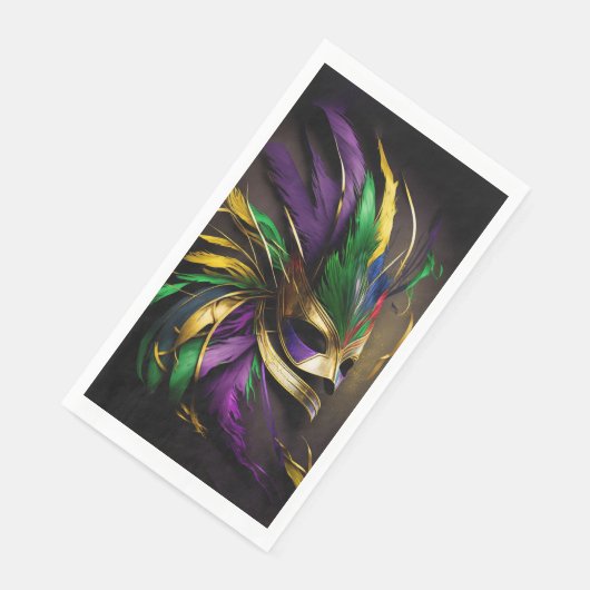 Serviette En Papier Masque Mardi Gras (Coin)