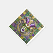 Serviette En Papier Masque Mardi Gras Jester Vert Or (Coin)