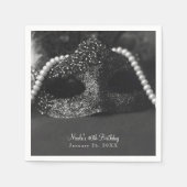 Serviette En Papier Masque noir & blanc Masquerade Masque & Perles Par (Devant)