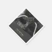 Serviette En Papier Masque noir & blanc Masquerade Masque & Perles Par (Coin)