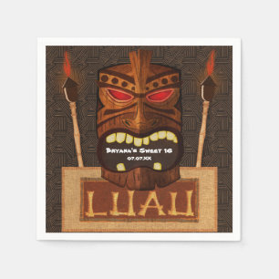 Serviette En Papier Masque Tiki en bois Vintage Rétro Luau Fête d'été