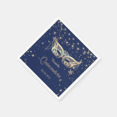 Serviette En Papier Masquerade, Marine Bleu Stars Quinceañera (Coin)