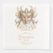 Serviette En Papier Masquerade Masque Motif Rose Or Blanc ID1031 (Devant)