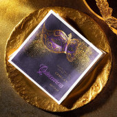 Serviette En Papier Masquerade Masque Quinceanera Purple Gold ID1031