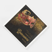 Serviette En Papier Masquerade Masque Quinceanera Rouge Or ID1031 (Coin)