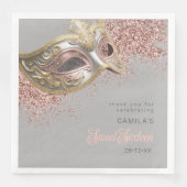 Serviette En Papier Masquerade Masque Sweet 16 Rose Gold ID1032 (Devant)