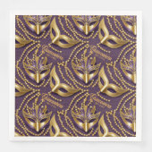 Serviette En Papier Masquerade perles Quinceanera Masques Purple ID103 (Devant)