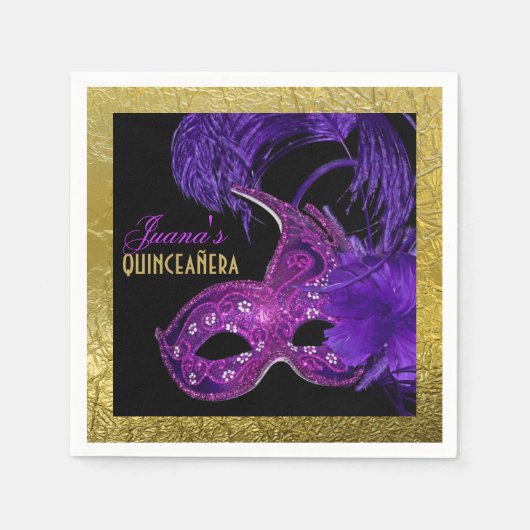 Serviette En Papier Masquerade Quinceañera (Devant)